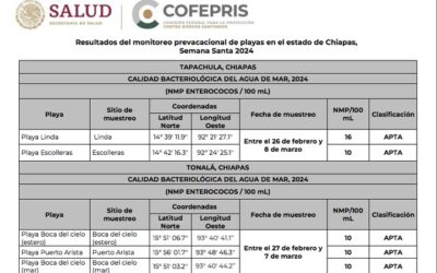 Cofepris confirma: playas de Chiapas aptas para disfrutar Semana Santa
