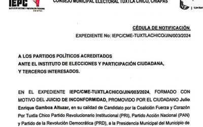EN LOS TRIBUNALES SE RESOLVERÁ LA ELECCIÓN DE TUXTLA CHICO